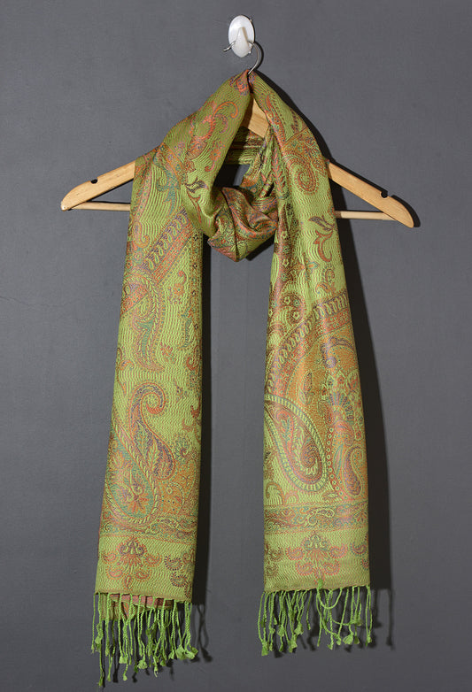 OMVAI Victorian Paisley Premium Woven Silk Stole | Warm Yellow