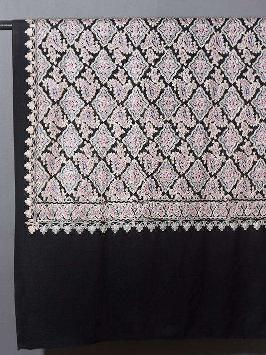 Rooh Exquisite Embroidered Stole - Midnight Black
