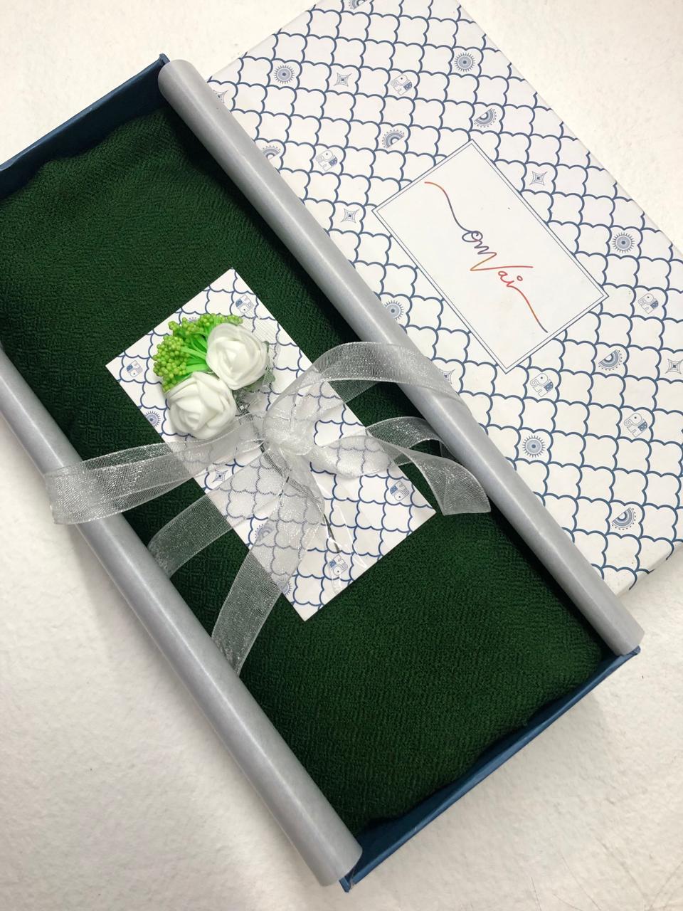 PINE FOREST GREEN Solid Pashmina Stole