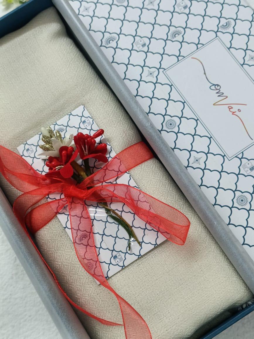 IVORY Solid Pashmina Stole | OMVAI