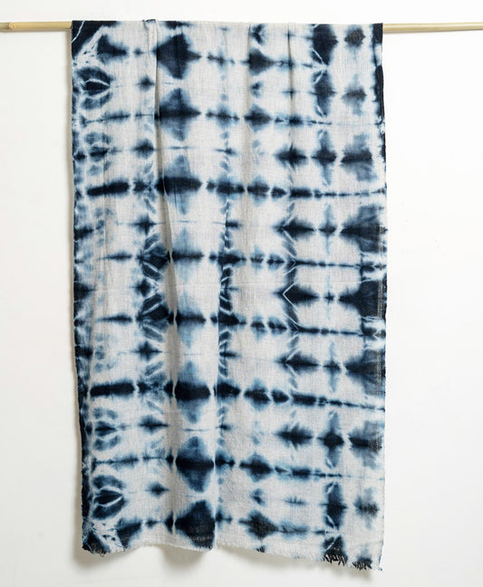 Tie and Dye Random Pattern Super Soft Woolen Muffler For Man | Navy Blue