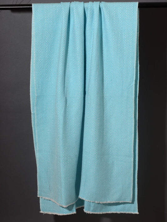 Aqua Zig Zag Patterned Super Soft Woolen Muffler For Man/Women