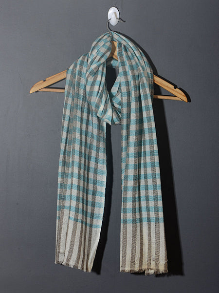 Captain Checks Super Soft Woolen Muffler - Aqua Grey – OMVAI