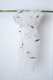 OMVAI Woven Spindles in Silk Organza Stole - Black and White