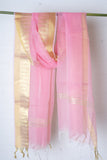 OMVAI Temple Border Organza Silk  Stole / Dupatta - Pretty Pink