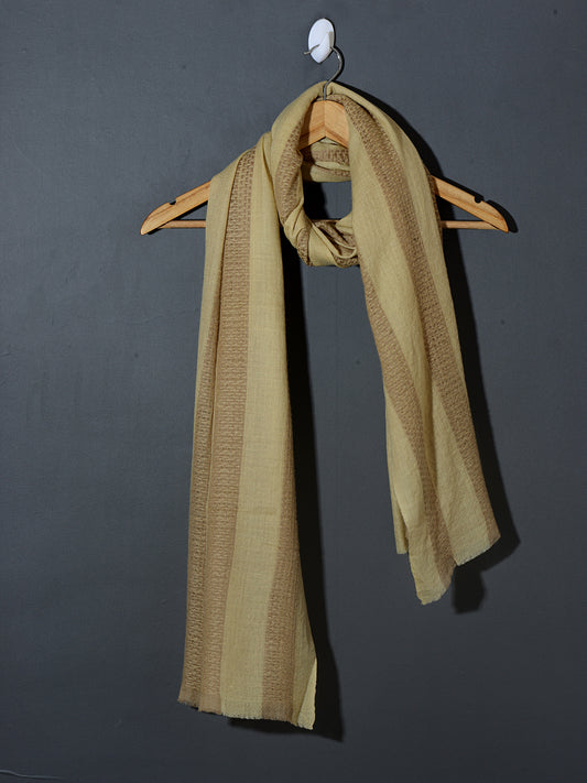Butter Cream Kashmiri Box Checks Patterned Pashmina Stole