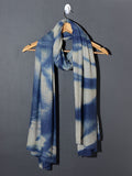 Tie and Dye Super Soft Woolen Muffler - Natural with Cerulean Blue