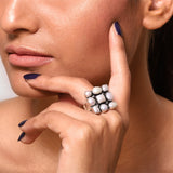 Silver Square Freshwater Pearl Ring