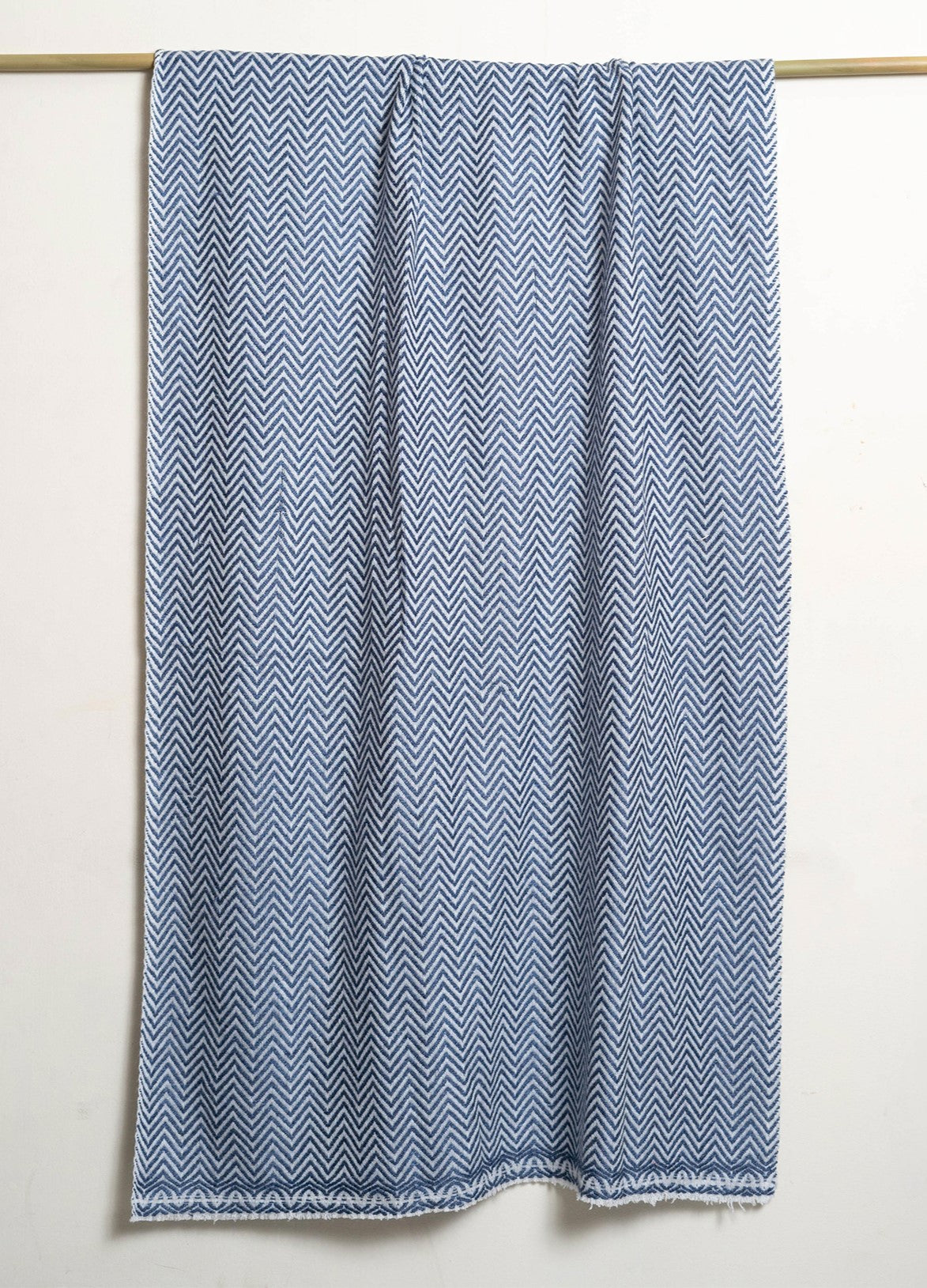 Zig Zag Patterned Super Soft Woolen Muffler - Indigo Blue