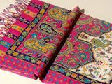 ROYAL MINAR Exquisite Kalamkari Kani Stole with Hand embroidery - Pink