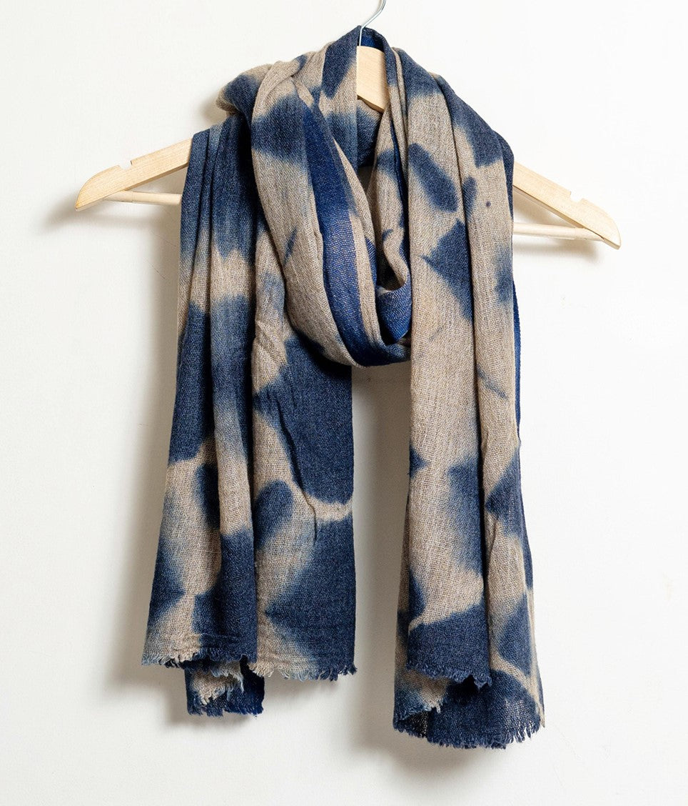 Tie and Dye Star Light Pattern Super Soft Woolen Muffler - Linen Navy