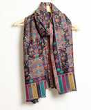 BOX BUTA Black with Multi Leaf  Alluring Kani Woven Shawl - Unisex