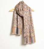 BOX BUTA Caramel with Ochre Leaf  Alluring Kani Woven Shawl - Unisex