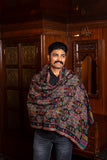 BOX BUTA Black with Multi Leaf  Alluring Kani Woven Shawl - Unisex