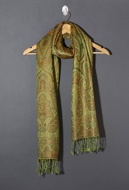 OMVAI Victorian Paisley Premium Woven Silk Stole | Yellow Iris