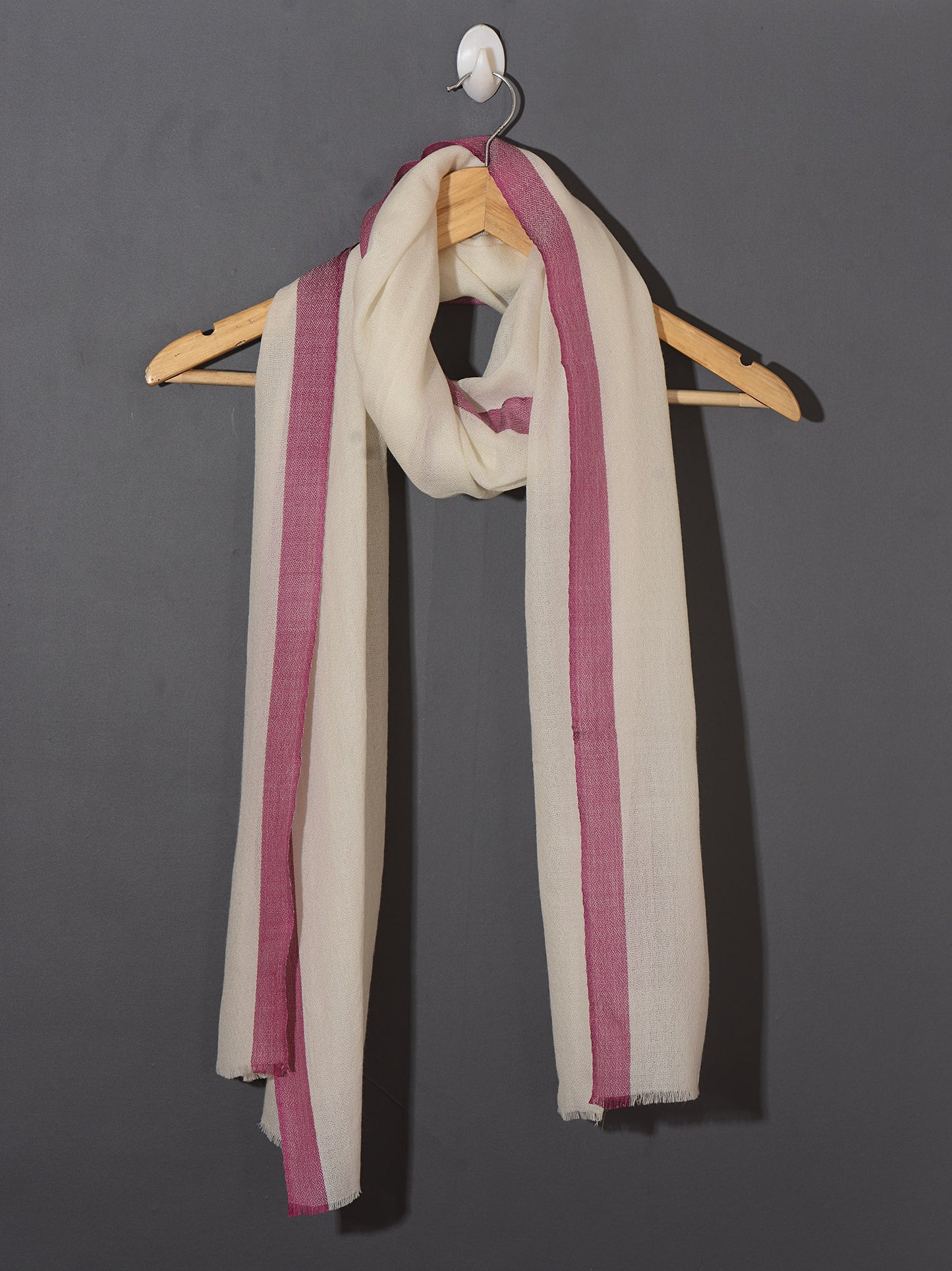 Plum Striped Border Pashmina Stole