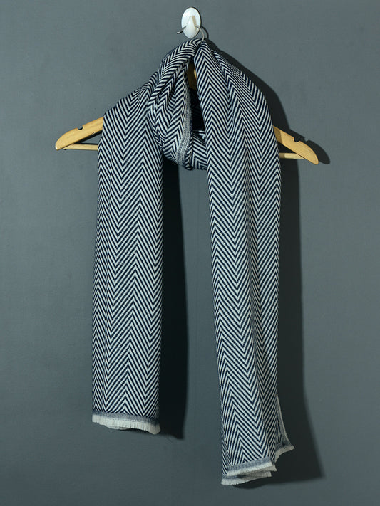OMVAI Chevron Zig Zag Patterned Acrylic Stole- Premium Winter Wrap | Blue Navy