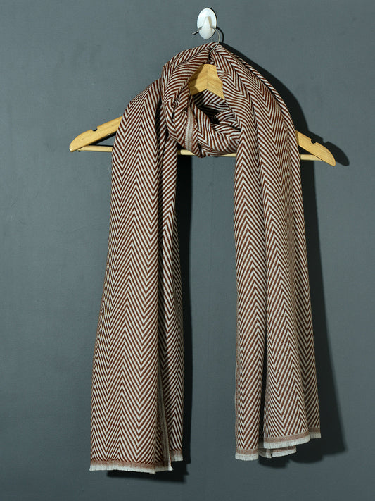 OMVAI Chevron Zig Zag Patterned Acrylic Stole- Premium Winter Wrap | Camel Brown