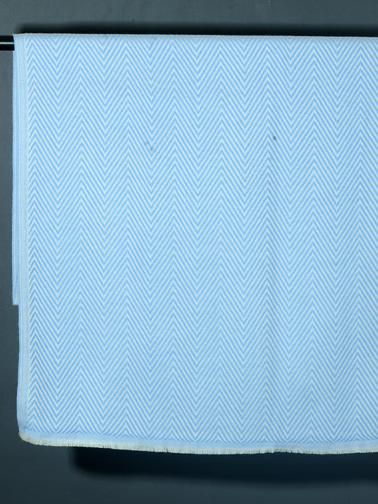 OMVAI Chevron Zig Zag Patterned Acrylic Stole- Premium Winter Wrap | Ocean Blue