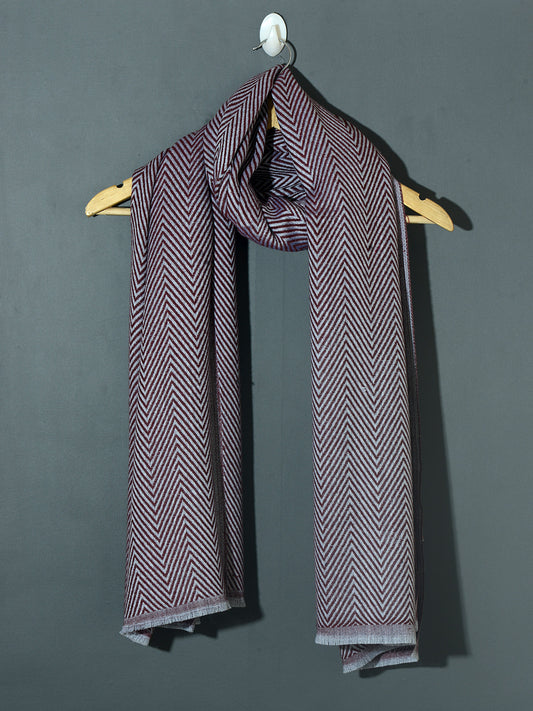 OMVAI Chevron Zig Zag Patterned Acrylic Stole- Premium Winter Wrap | Wine