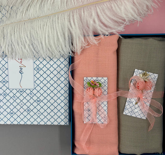 OMVAI Solid Pashmina Shawl Combo Gift Set in Pure Cashmere wool (Set of 2 - For HIM and for HER)