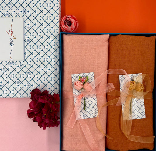 OMVAI Solid Pashmina Shawl Combo Gift Set in Pure Cashmere wool (Set of 2 - For HIM and for HER)