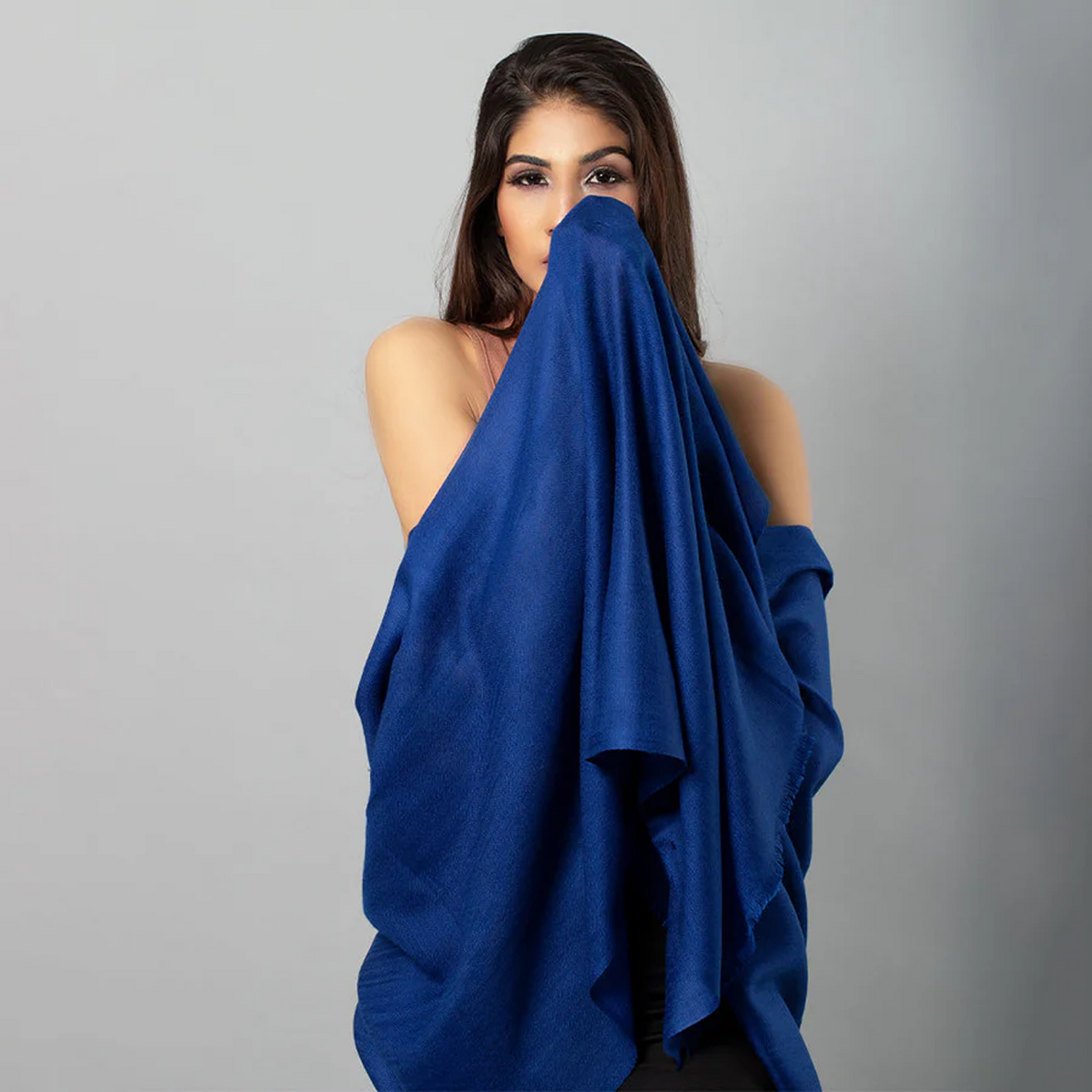 Royal Admiral Blue Solid Pashmina Stole