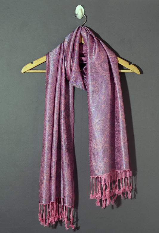 OMVAI Victorian Paisley Pattern Micro Art Silk Stole - Viola Purple Pink