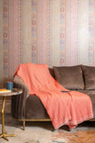 OMVAI Zig Zag Patterned Woven Throw Blanket / Comforter Orange