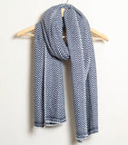 Zig Zag Patterned Super Soft Woolen Muffler - Navy