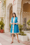 OMVAI Quilted Silk Women's Half Reversible Jacket - Turquoise