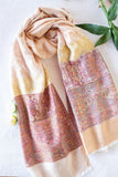 OMVAI Royal Jacquard with Intricate Kashmiri Border Modal Stole Sand