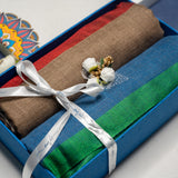 OMVAI Striped Border Pashminas Combo Set in Pure cashmere wool (Set of 2 - For HIM and for HER)