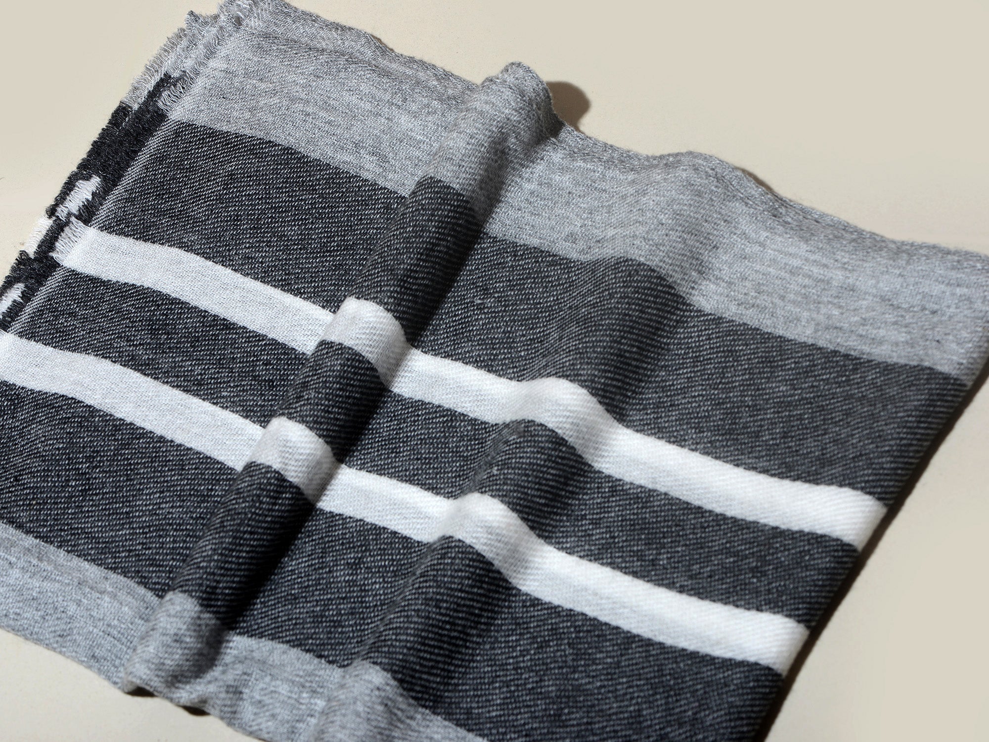 Striped Patterned Super Soft Woolen Muffler -  Shades of Grey