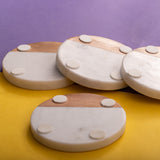 OMVAI Marble and Wood Coasters (Set of 4)  Round