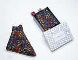 OMVAI Silk Pocket Square - Rose Bloom Blue