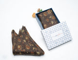 OMVAI Silk Pocket Square Paisley in Coffee Brown