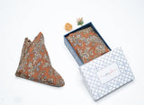 OMVAI Silk Pocket Square - Royal Paisley Ginger Brown