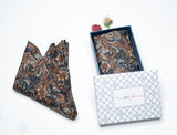 OMVAI Silk Pocket Square Floral Paisley Black