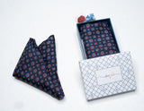 OMVAI Silk Pocket Square Polka Dots Charcoal