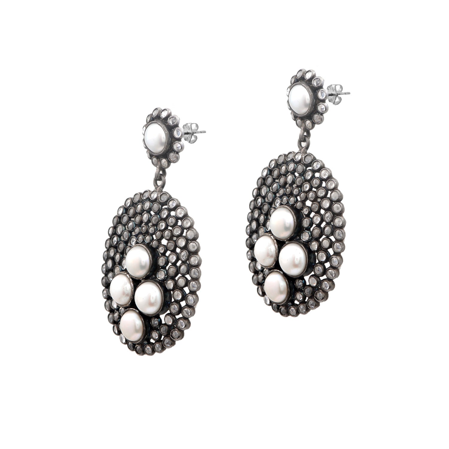 Magnificent Pearl and Topaz Silver Earrings