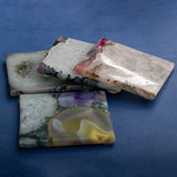 OMVAI Semi Precious Natural Agate molded with Resin (Set of 4) Moonlight Yellow