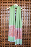 OMVAI Spring Bloom Border Summer Stole Modal Silk Fern Green with Orange Border