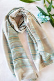 OMVAI Spring Summer Pastel Reversible Stripes Modal Silk Stole Beige