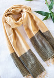 OMVAI Stunning Jacquard with Border Modal Stole Nude Gold