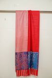 OMVAI Spring Bloom Border Summer Stole Modal Silk Cherry Red with Blue  Border