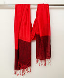 OMVAI Stunning Jacquard with Border Modal Stole Red