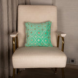OMVAI Gota Patti Cushion Covers - Mint Green Floral Mosaic (Set of 2)