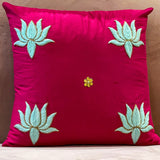 OMVAI Gota Patti Cushion Covers : Fuchsia Hot Pink Lotus (Set of 2)
