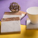 OMVAI Marble and Wood Coasters (Set of 4)  Square